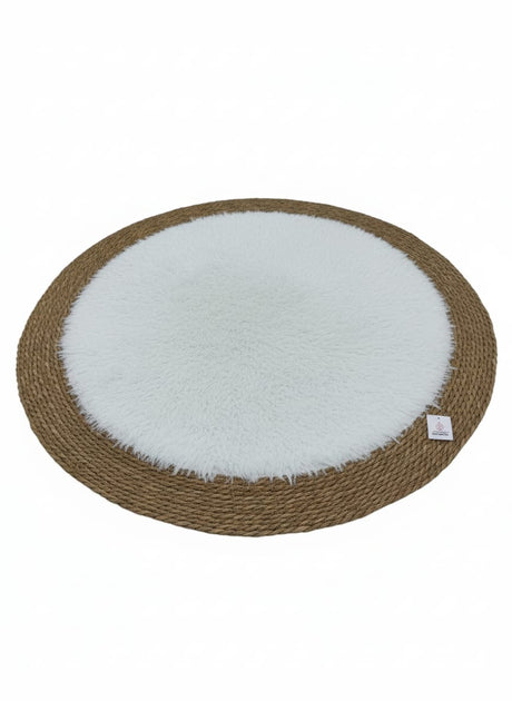 AKDC Round Rattan Rug 100cm – Premium Rattan with Soft White Fur Top, Elegant Floor Rug for Cozy Interiors - Al Kabayel Discount CentreAKDC Round Rattan Rug 100cm – Premium Rattan with Soft White Fur Top, Elegant Floor Rug for Cozy InteriorsDoormatsAKDCAl Kabayel Discount Centre