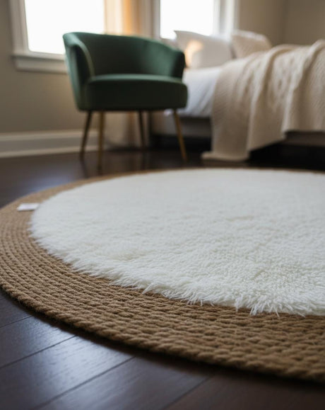 AKDC Round Rattan Rug 100cm – Premium Rattan with Soft White Fur Top, Elegant Floor Rug for Cozy Interiors - Al Kabayel Discount CentreAKDC Round Rattan Rug 100cm – Premium Rattan with Soft White Fur Top, Elegant Floor Rug for Cozy InteriorsDoormatsAKDCAl Kabayel Discount Centre