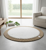 AKDC Round Rattan Rug 100cm – Premium Rattan with Soft White Fur Top, Elegant Floor Rug for Cozy Interiors - Al Kabayel Discount CentreAKDC Round Rattan Rug 100cm – Premium Rattan with Soft White Fur Top, Elegant Floor Rug for Cozy InteriorsDoormatsAKDCAl Kabayel Discount Centre
