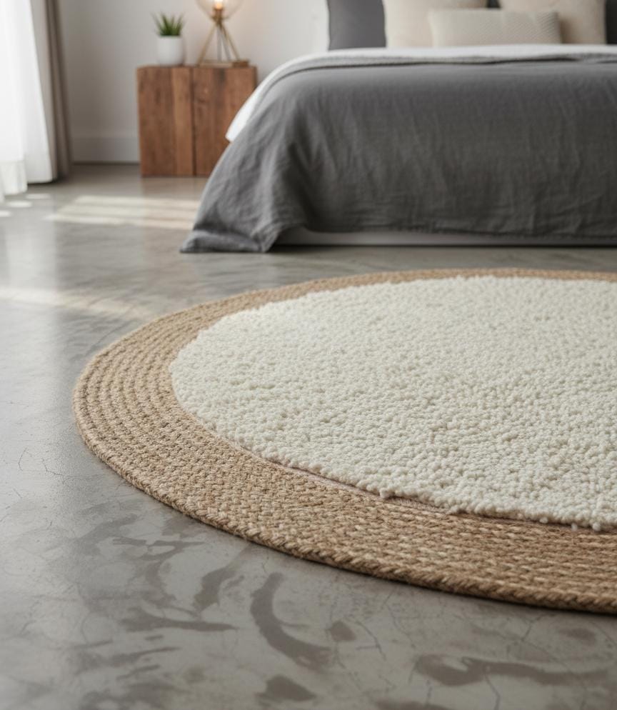 AKDC Round Rattan Rug 100cm – Rattan with Cream Rough Fur Finish, Rustic Handwoven Accent for Bedrooms & Lounges - Al Kabayel Discount CentreAKDC Round Rattan Rug 100cm – Rattan with Cream Rough Fur Finish, Rustic Handwoven Accent for Bedrooms & LoungesDoormatsAKDCAl Kabayel Discount Centre