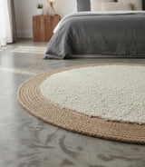 AKDC Round Rattan Rug 100cm – Rattan with Cream Rough Fur Finish, Rustic Handwoven Accent for Bedrooms & Lounges - Al Kabayel Discount CentreAKDC Round Rattan Rug 100cm – Rattan with Cream Rough Fur Finish, Rustic Handwoven Accent for Bedrooms & LoungesDoormatsAKDCAl Kabayel Discount Centre
