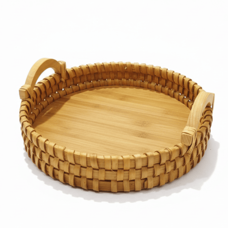AKDC Round Wooden Basket with Handle – Natural Brown Finish, Classic Rustic Storage & Serving Basket, 26 × 6 cm - Al Kabayel Discount CentreAKDC Round Wooden Basket with Handle – Natural Brown Finish, Classic Rustic Storage & Serving Basket, 26 × 6 cmRattanAKDCAl Kabayel Discount Centre