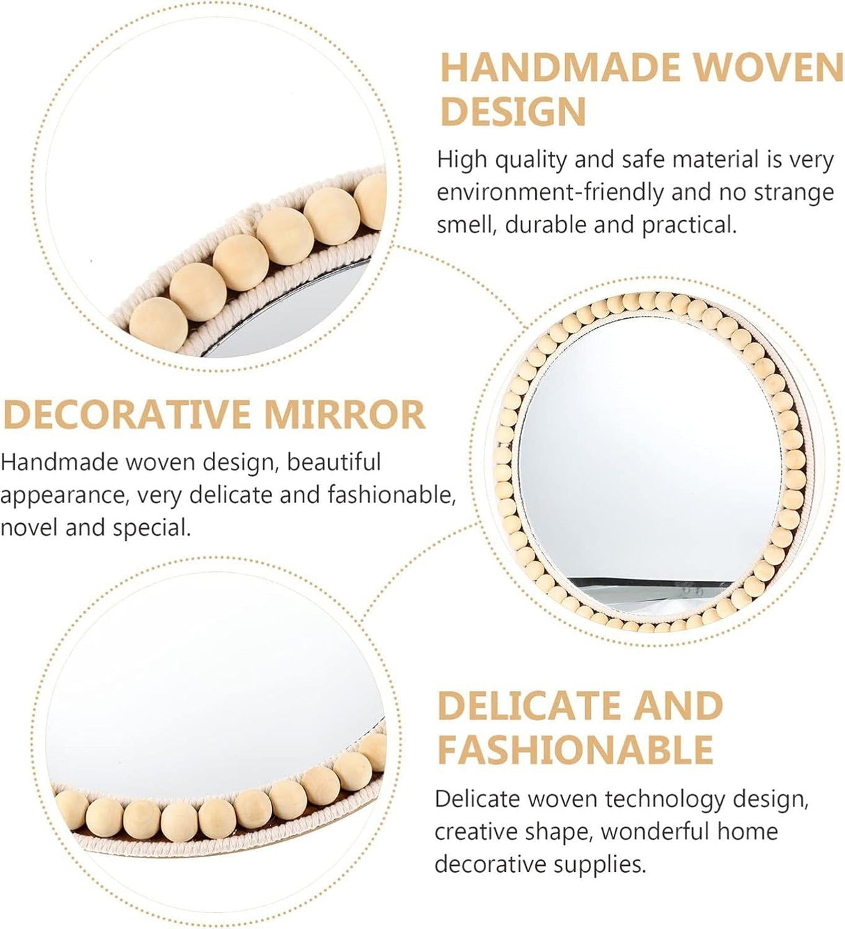 AKDC Round Wooden Mirror with Beads Edge Frame 28cm*28cm - Al Kabayel Discount CentreAKDC Round Wooden Mirror with Beads Edge Frame 28cm*28cmFrames & Wall artAKDCAl Kabayel Discount Centre