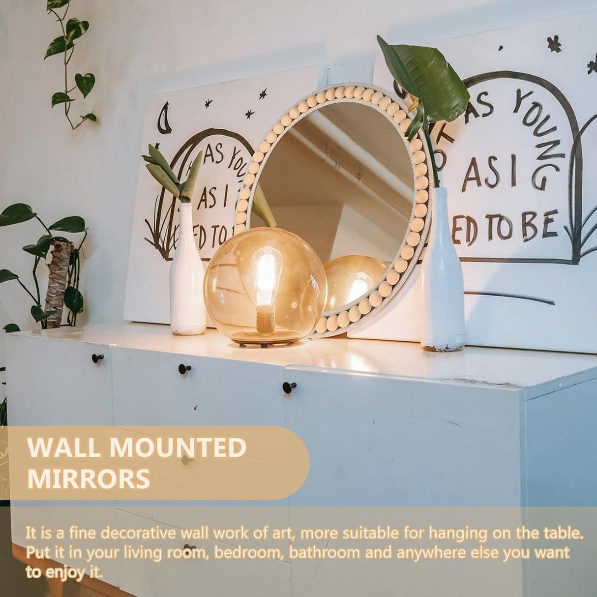 AKDC Round Wooden Mirror with Beads Edge Frame 28cm*28cm - Al Kabayel Discount CentreAKDC Round Wooden Mirror with Beads Edge Frame 28cm*28cmFrames & Wall artAKDCAl Kabayel Discount Centre
