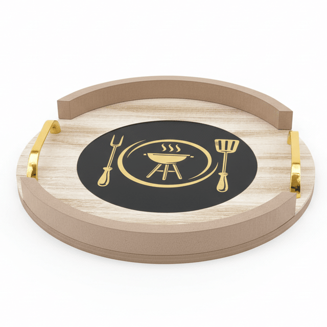 AKDC Round Wooden Serving Tray with Metal Handles – Rustic Kitchen & Dining Serving Tray 28 cm - Al Kabayel Discount CentreAKDC Round Wooden Serving Tray with Metal Handles – Rustic Kitchen & Dining Serving Tray 28 cmServing TraysAKDCAl Kabayel Discount Centre