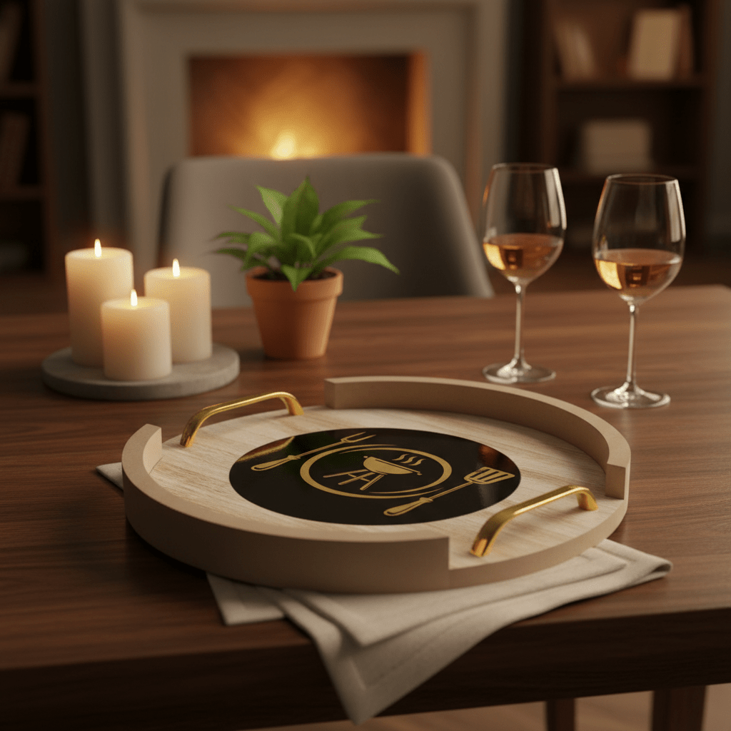 AKDC Round Wooden Serving Tray with Metal Handles – Rustic Kitchen & Dining Serving Tray 28 cm - Al Kabayel Discount CentreAKDC Round Wooden Serving Tray with Metal Handles – Rustic Kitchen & Dining Serving Tray 28 cmServing TraysAKDCAl Kabayel Discount Centre