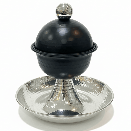 AKDC Royal Black and Silver Metal Candy Bowl with Lid and Elevated Footed Base for Luxury Serving – 20×18 cm - Al Kabayel Discount CentreAKDC Royal Black and Silver Metal Candy Bowl with Lid and Elevated Footed Base for Luxury Serving – 20×18 cmBowlsAKDCAl Kabayel Discount Centre