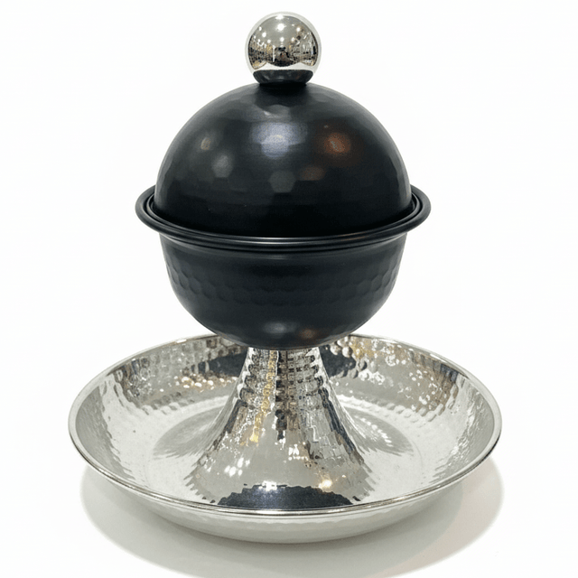 AKDC Royal Black and Silver Metal Candy Bowl with Lid and Elevated Footed Base for Luxury Serving – 20×18 cm - Al Kabayel Discount CentreAKDC Royal Black and Silver Metal Candy Bowl with Lid and Elevated Footed Base for Luxury Serving – 20×18 cmBowlsAKDCAl Kabayel Discount Centre