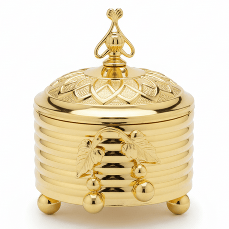 AKDC Royal Gold Embossed Metal Sugar Pot | Ornate Lidded Trinket Box | 9×5.5cm - Al Kabayel Discount CentreAKDC Royal Gold Embossed Metal Sugar Pot | Ornate Lidded Trinket Box | 9×5.5cmJars & Food SaversAKDCAl Kabayel Discount Centre