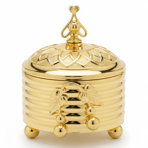 AKDC Royal Gold Embossed Metal Sugar Pot | Ornate Lidded Trinket Box | 9×5.5cm - Al Kabayel Discount CentreAKDC Royal Gold Embossed Metal Sugar Pot | Ornate Lidded Trinket Box | 9×5.5cmJars & Food SaversAKDCAl Kabayel Discount Centre