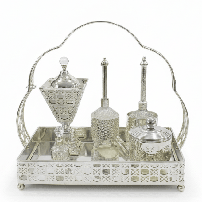 AKDC Royal Lattice — Mirrored Silver & Crystal Incense Tray Collection, 35×25cm - Al Kabayel Discount CentreAKDC Royal Lattice — Mirrored Silver & Crystal Incense Tray Collection, 35×25cmIncense BurnerAKDCAl Kabayel Discount Centre