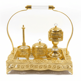 AKDC Royal Majlis Rectangular Golden Incense Burner Set | Ornate Metal & Glass Bakhoor Tray Set | 35×25cm | Luxury Arabic Home Fragrance Collection - Al Kabayel Discount CentreAKDC Royal Majlis Rectangular Golden Incense Burner Set | Ornate Metal & Glass Bakhoor Tray Set | 35×25cm | Luxury Arabic Home Fragrance CollectionIncense BurnerAKDCAl Kabayel Discount Centre