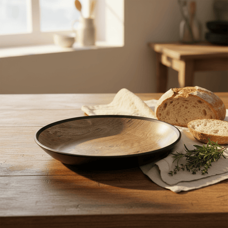 AKDC Rustic Wood Print Black Round Melamine Soup Plate 9.7 Inch Deep Dish for Soups Salads and Pasta - Al Kabayel Discount CentreAKDC Rustic Wood Print Black Round Melamine Soup Plate 9.7 Inch Deep Dish for Soups Salads and PastaPlatesAKDCAl Kabayel Discount Centre