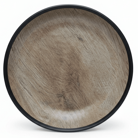 AKDC Rustic Wood Print Black Round Melamine Soup Plate 9.7 Inch Deep Dish for Soups Salads and Pasta - Al Kabayel Discount CentreAKDC Rustic Wood Print Black Round Melamine Soup Plate 9.7 Inch Deep Dish for Soups Salads and PastaPlatesAKDCAl Kabayel Discount Centre