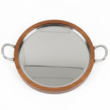 AKDC Rustic Wooden & Metal Dessert Serving Plate with Carry Handle – Stylish Serving Tray 22 cm - Al Kabayel Discount CentreAKDC Rustic Wooden & Metal Dessert Serving Plate with Carry Handle – Stylish Serving Tray 22 cmServing TraysAKDCAl Kabayel Discount Centre