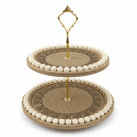 AKDC Rustic Wooden Two - Tier Cake Stand with Natural Finish for Dessert and Pastry Display – 25×24×18 cm - Al Kabayel Discount CentreAKDC Rustic Wooden Two - Tier Cake Stand with Natural Finish for Dessert and Pastry Display – 25×24×18 cmServing TraysAKDCAl Kabayel Discount Centre