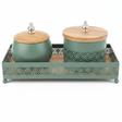 AKDC Sage Green Metal & Wooden Rectangular Tray with 2 Candy Bowls – Stylish Serving Set for Snacks – 26 × 12 cm - Al Kabayel Discount CentreAKDC Sage Green Metal & Wooden Rectangular Tray with 2 Candy Bowls – Stylish Serving Set for Snacks – 26 × 12 cmServing TraysAKDCAl Kabayel Discount Centre