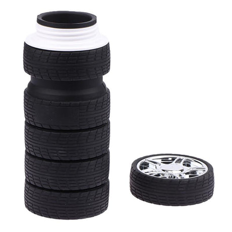 AKDC Silicone Expandable Water Bottle 1000ml, Wheel Shaped, Black - Al Kabayel Discount CentreAKDC Silicone Expandable Water Bottle 1000ml, Wheel Shaped, BlackWater BottlesAKDCAl Kabayel Discount Centre