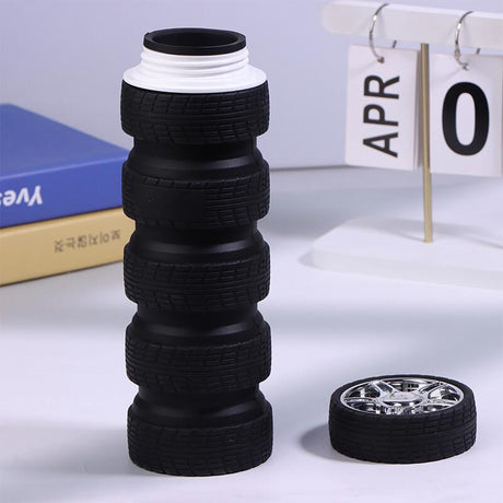 AKDC Silicone Expandable Water Bottle 1000ml, Wheel Shaped, Black - Al Kabayel Discount CentreAKDC Silicone Expandable Water Bottle 1000ml, Wheel Shaped, BlackWater BottlesAKDCAl Kabayel Discount Centre