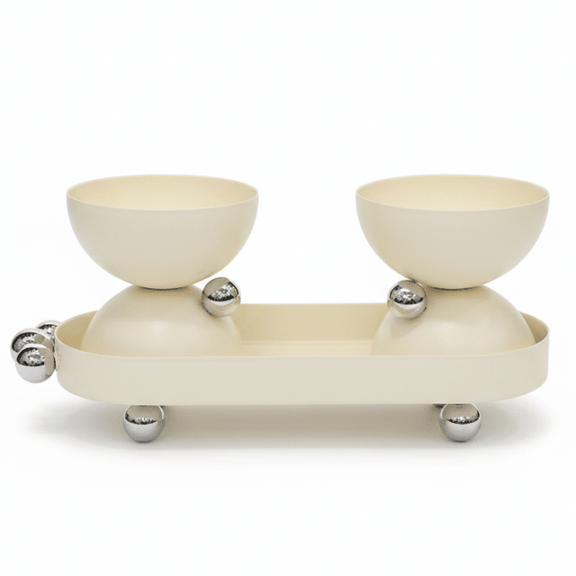 AKDC Silver & Cream Round Candy Pot with Matching Serving Tray – Premium Decorative Set for Sweets Dates & Desserts – Elegant Hosting Essential – 26x10 cm - Al Kabayel Discount CentreAKDC Silver & Cream Round Candy Pot with Matching Serving Tray – Premium Decorative Set for Sweets Dates & Desserts – Elegant Hosting Essential – 26x10 cmServing TraysAKDCAl Kabayel Discount Centre
