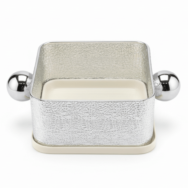 AKDC Silver & Cream Square Candy Pot – Elegant Decorative Storage Container for Table Serving – 12x12 cm - Al Kabayel Discount CentreAKDC Silver & Cream Square Candy Pot – Elegant Decorative Storage Container for Table Serving – 12x12 cmServing TraysAKDCAl Kabayel Discount Centre