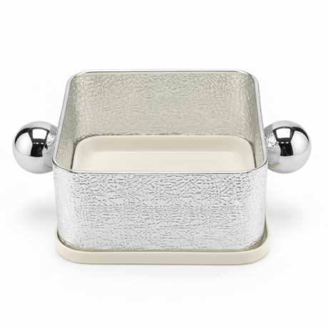 AKDC Silver & Cream Square Candy Pot – Luxury Metal Serving Bowl for Sweets Dates & Chocolates – 14x14 cm - Al Kabayel Discount CentreAKDC Silver & Cream Square Candy Pot – Luxury Metal Serving Bowl for Sweets Dates & Chocolates – 14x14 cmBowlsAKDCAl Kabayel Discount Centre