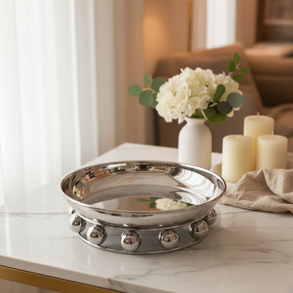 AKDC silver metal candy tray classic serving tray durable table display 20cm - Al Kabayel Discount CentreAKDC silver metal candy tray classic serving tray durable table display 20cmServing TraysAKDCAl Kabayel Discount Centre