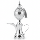 AKDC Silver Metal Incense Burner with Dallah Base Traditional Arabic Style Burner 35cm - Al Kabayel Discount CentreAKDC Silver Metal Incense Burner with Dallah Base Traditional Arabic Style Burner 35cmIncense BurnerAKDCAl Kabayel Discount Centre