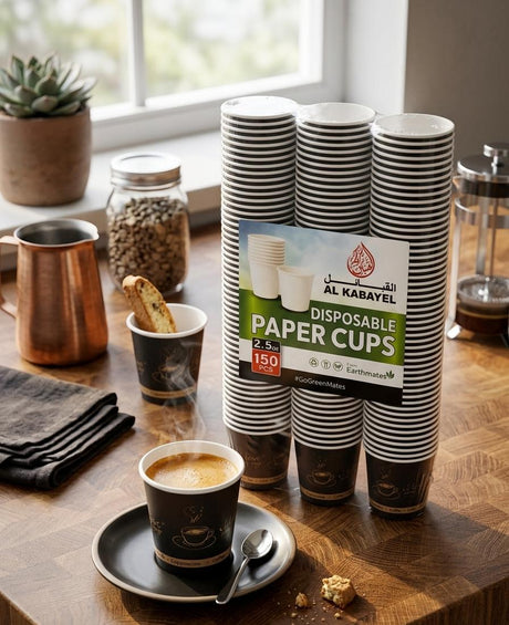AKDC Small Disposable Paper Cups 2.5oz – 150 Pack Bulk Set - Al Kabayel Discount CentreAKDC Small Disposable Paper Cups 2.5oz – 150 Pack Bulk SetDisposablesAKDCAl Kabayel Discount Centre