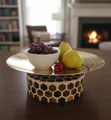 AKDC Small Metal & Wooden Serving Bowl 26x8.5 cm – Elegant Brown & Cream Decorative Table Bowl for Snacks, Dry Fruits & Décor - Al Kabayel Discount CentreAKDC Small Metal & Wooden Serving Bowl 26x8.5 cm – Elegant Brown & Cream Decorative Table Bowl for Snacks, Dry Fruits & DécorServeware SetsAKDCAl Kabayel Discount Centre