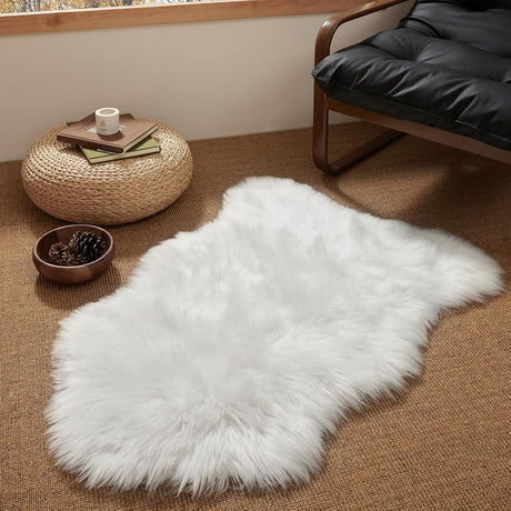 AKDC Soft Sheepskin Rug, Faux Fur Rug for Living Room, Fluffy Washable Rug Area Rugs for Bedroom, Kids Girls Boys Home Decor Aesthetic Fluffy Rug (White - 60cmX100cm) - Al Kabayel Discount CentreAKDC Soft Sheepskin Rug, Faux Fur Rug for Living Room, Fluffy Washable Rug Area Rugs for Bedroom, Kids Girls Boys Home Decor Aesthetic Fluffy Rug (White - 60cmX100cm)DoormatsAKDCAl Kabayel Discount Centre