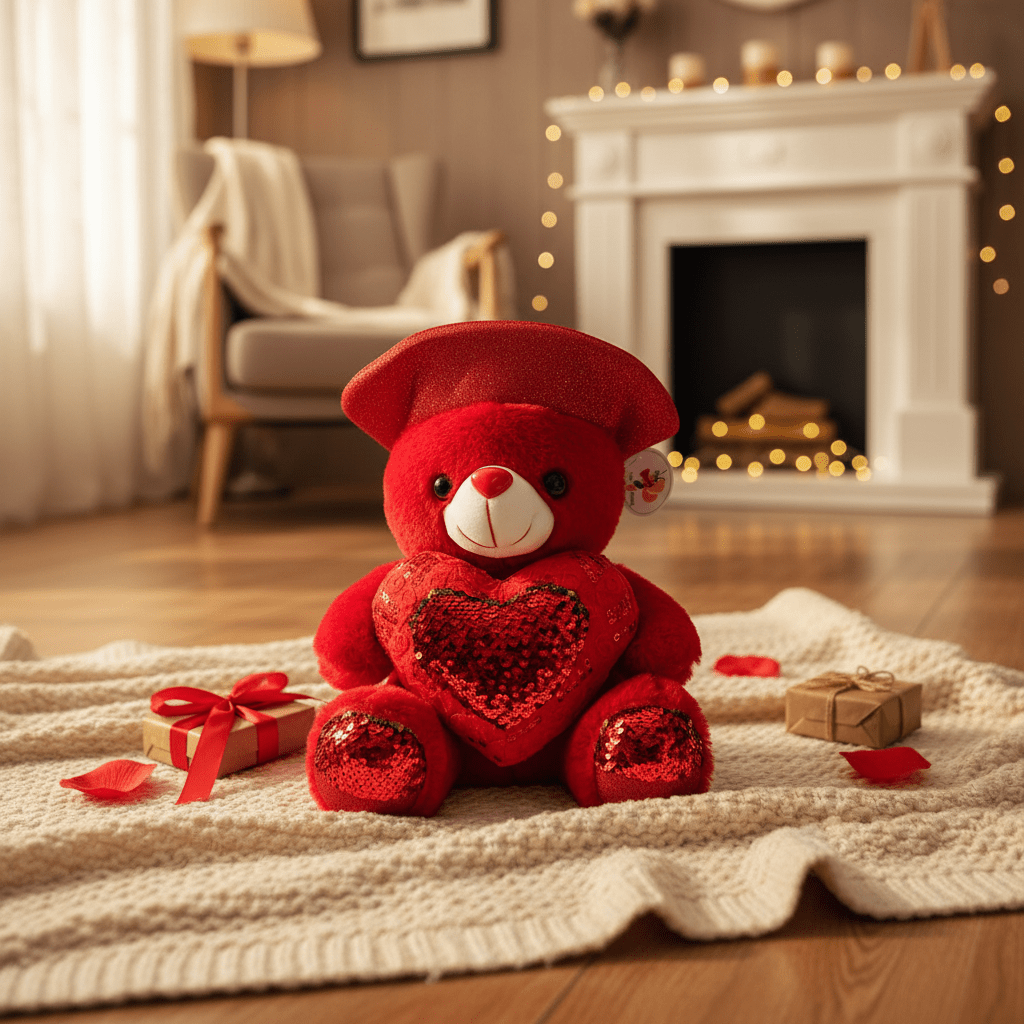 AKDC Sparkle Edition Red Teddy Bear (25 cm) with Glitter Finish - Al Kabayel Discount CentreAKDC Sparkle Edition Red Teddy Bear (25 cm) with Glitter FinishToysAKDCAl Kabayel Discount Centre