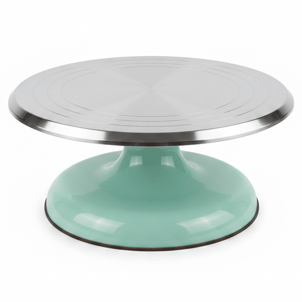 AKDC SpinServe 360° Rotating Cake Stand Turntable Durable Plastic and Metal Build Mint Green Finish with Silver Base 25 cm - Al Kabayel Discount CentreAKDC SpinServe 360° Rotating Cake Stand Turntable Durable Plastic and Metal Build Mint Green Finish with Silver Base 25 cmServing TraysAKDCAl Kabayel Discount Centre