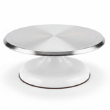 AKDC SpinServe 360° Rotating Cake Stand Turntable Durable Plastic and Metal Build White Finish with Silver Base 25 cm - Al Kabayel Discount CentreAKDC SpinServe 360° Rotating Cake Stand Turntable Durable Plastic and Metal Build White Finish with Silver Base 25 cmServing TraysAKDCAl Kabayel Discount Centre