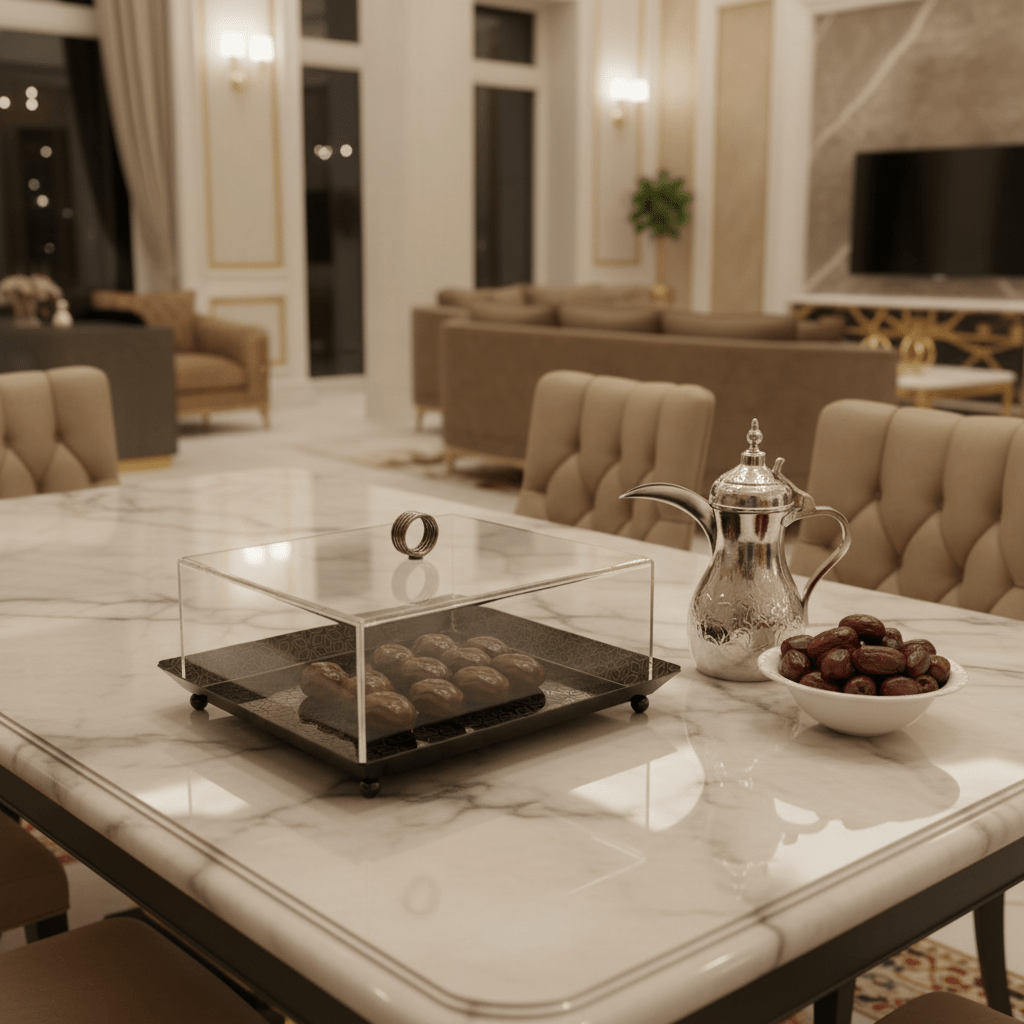 AKDC Square Black Metal Serving Tray with Transparent Acrylic Cover – Elegant Food Serving Tray 25 cm - Al Kabayel Discount CentreAKDC Square Black Metal Serving Tray with Transparent Acrylic Cover – Elegant Food Serving Tray 25 cmServing TraysAKDCAl Kabayel Discount Centre