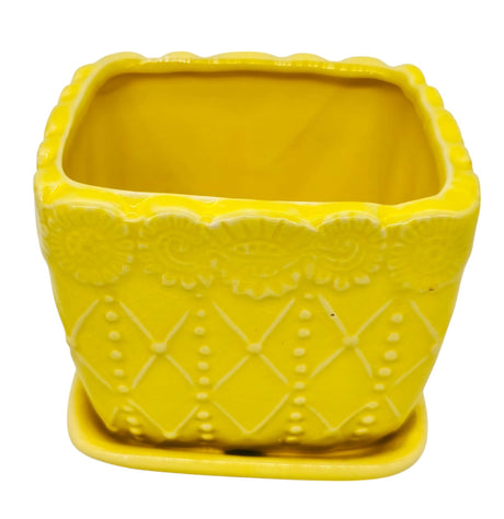 AKDC Square Ceramic Planter Pot 10cm*18cm, Yellow - Al Kabayel Discount CentreAKDC Square Ceramic Planter Pot 10cm*18cm, YellowHome Décor AccentsAKDCAl Kabayel Discount Centre