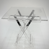 AKDC Square Clear Acrylic Foldable Table Set with Silver Metal Supports and Subtle Arabic Calligraphy Pattern Contemporary Design 50x40x47 cm - Al Kabayel Discount CentreAKDC Square Clear Acrylic Foldable Table Set with Silver Metal Supports and Subtle Arabic Calligraphy Pattern Contemporary Design 50x40x47 cmOrganizers & AccessoriesAKDCAl Kabayel Discount Centre
