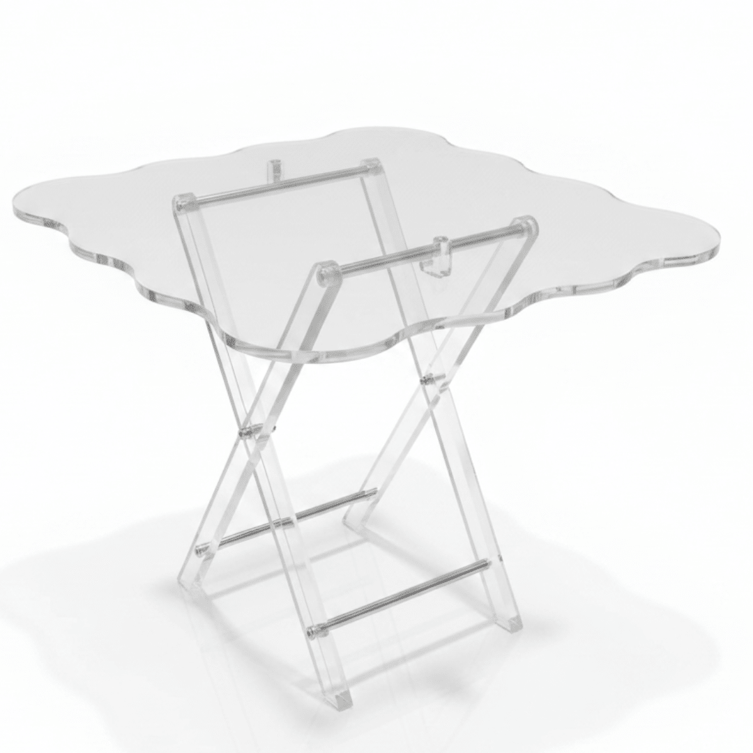 AKDC Square Clear Acrylic Folding Serving Table Set with Decorative Wavy Edges Space Saving 4 - Piece Design 37x37x40 cm - Al Kabayel Discount CentreAKDC Square Clear Acrylic Folding Serving Table Set with Decorative Wavy Edges Space Saving 4 - Piece Design 37x37x40 cmOrganizers & AccessoriesAKDCAl Kabayel Discount Centre