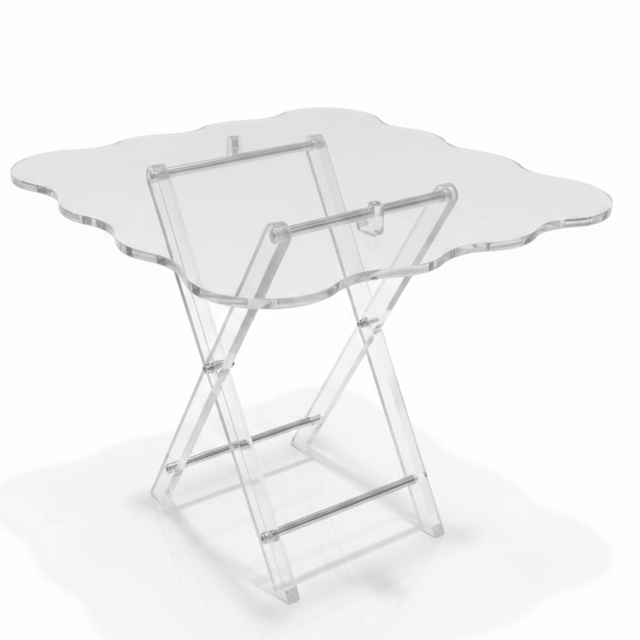 AKDC Square Clear Acrylic Folding Serving Table Set with Decorative Wavy Edges Space Saving 4 - Piece Design 37x37x40 cm - Al Kabayel Discount CentreAKDC Square Clear Acrylic Folding Serving Table Set with Decorative Wavy Edges Space Saving 4 - Piece Design 37x37x40 cmOrganizers & AccessoriesAKDCAl Kabayel Discount Centre