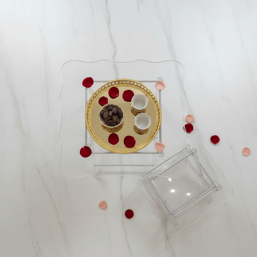 AKDC Square Clear Acrylic Folding Serving Table Set with Decorative Wavy Edges Space Saving 4 - Piece Design 37x37x40 cm - Al Kabayel Discount CentreAKDC Square Clear Acrylic Folding Serving Table Set with Decorative Wavy Edges Space Saving 4 - Piece Design 37x37x40 cmOrganizers & AccessoriesAKDCAl Kabayel Discount Centre
