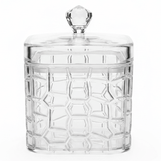 AKDC Square Diamond Cut Acrylic Storage Jar with Lid for Kitchen Counter Storage 12 × 12 cm - Al Kabayel Discount CentreAKDC Square Diamond Cut Acrylic Storage Jar with Lid for Kitchen Counter Storage 12 × 12 cmJars & Food SaversAKDCAl Kabayel Discount Centre