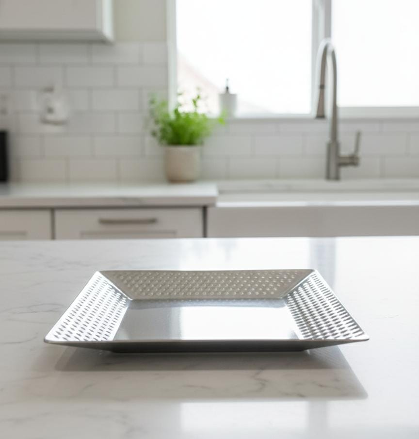 AKDC Square Platter Tray – Chrome Silver Finish | 26 cm Premium Decorative Tray - Al Kabayel Discount CentreAKDC Square Platter Tray – Chrome Silver Finish | 26 cm Premium Decorative TrayServing TraysAKDCAl Kabayel Discount Centre