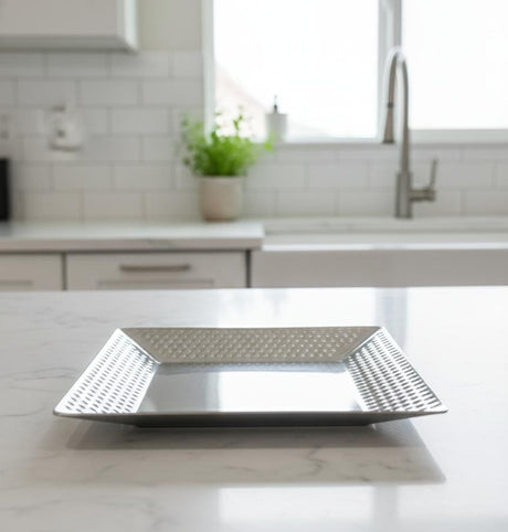 AKDC Square Platter Tray – Chrome Silver Finish | 26 cm Premium Decorative Tray - Al Kabayel Discount CentreAKDC Square Platter Tray – Chrome Silver Finish | 26 cm Premium Decorative TrayServing TraysAKDCAl Kabayel Discount Centre