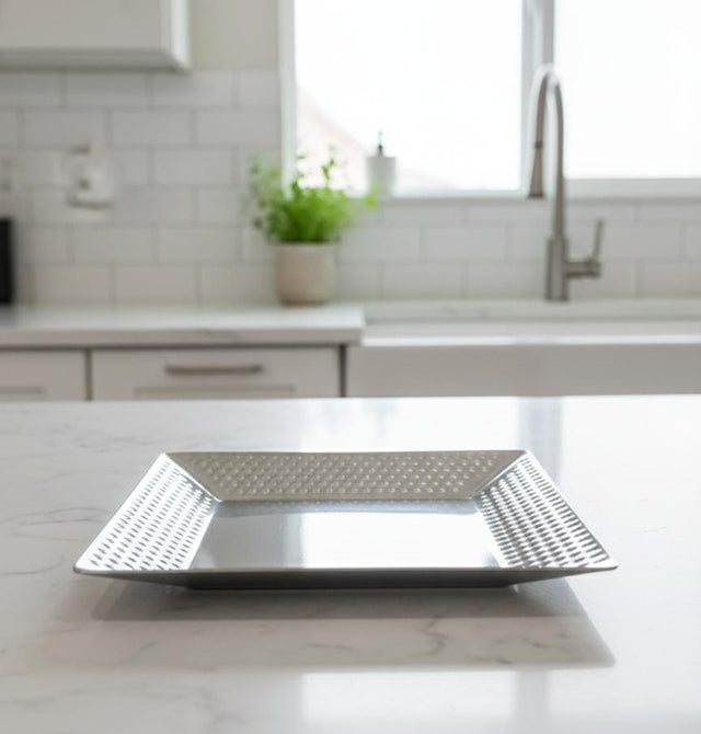 AKDC Square Platter Tray – Chrome Silver Finish | 26 cm Premium Decorative Tray - Al Kabayel Discount CentreAKDC Square Platter Tray – Chrome Silver Finish | 26 cm Premium Decorative TrayServing TraysAKDCAl Kabayel Discount Centre