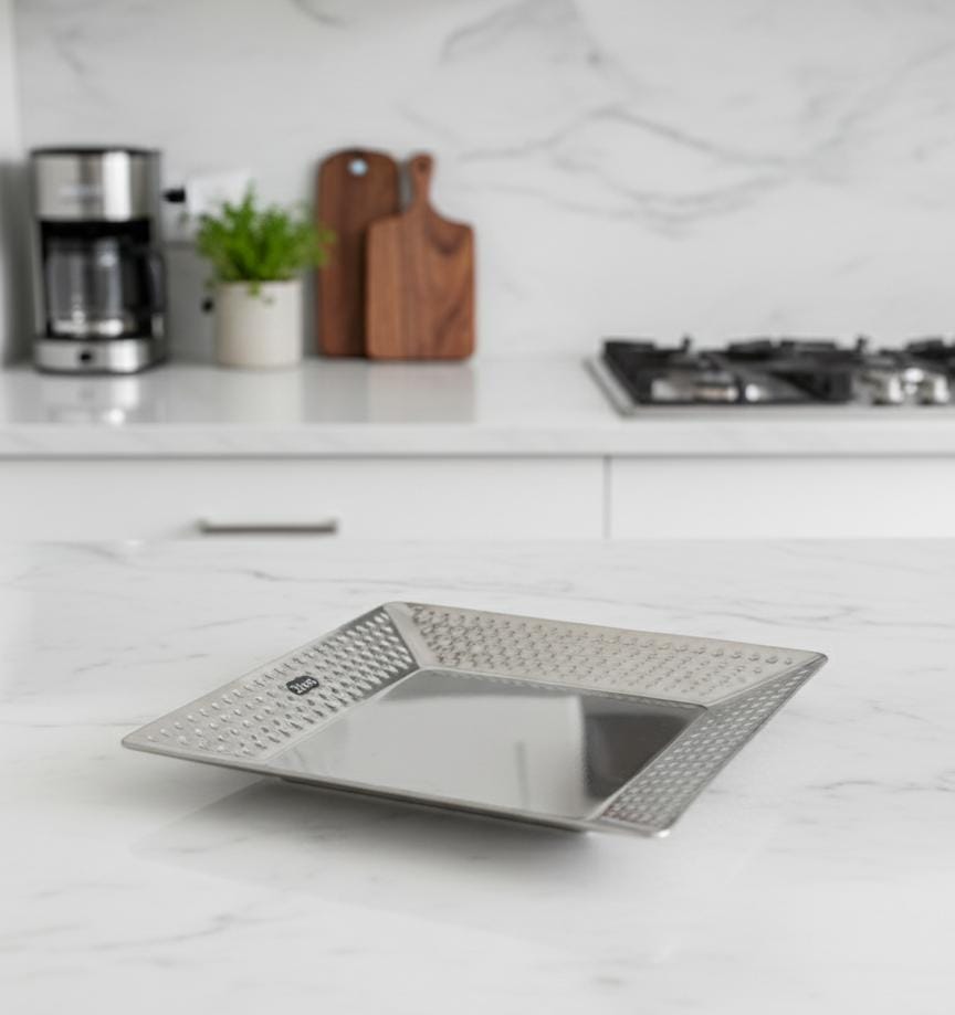 AKDC Square Platter Tray – Compact Chrome Silver | 22 cm Elegant Serving Accessory - Al Kabayel Discount CentreAKDC Square Platter Tray – Compact Chrome Silver | 22 cm Elegant Serving AccessoryServing TraysAKDCAl Kabayel Discount Centre