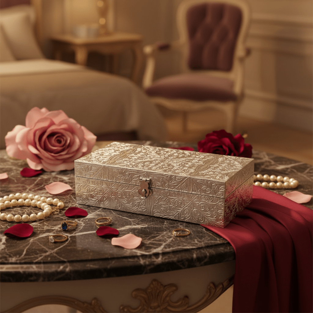 AKDC Square Silver Metal Jewellery Storage Box, Durable Decorative Organizer Case (23×23 cm) - Al Kabayel Discount CentreAKDC Square Silver Metal Jewellery Storage Box, Durable Decorative Organizer Case (23×23 cm)Organizers & AccessoriesAKDCAl Kabayel Discount Centre