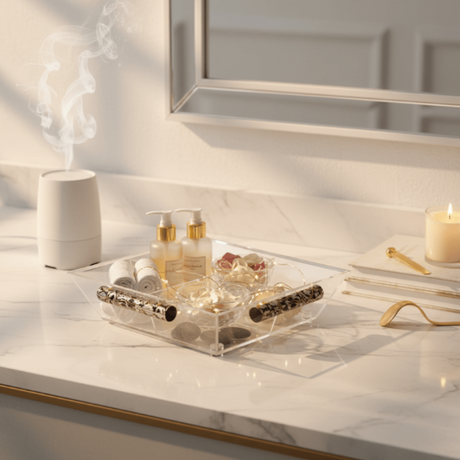 AKDC Square Transparent Acrylic 4 - Compartment Candy & Dates Storage Box with Lid – 31 × 31 × 10 cm - Al Kabayel Discount CentreAKDC Square Transparent Acrylic 4 - Compartment Candy & Dates Storage Box with Lid – 31 × 31 × 10 cmJars & Food SaversAKDCAl Kabayel Discount Centre