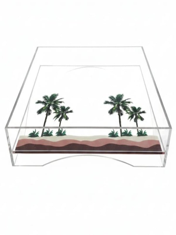 AKDC Square Transparent Acrylic Serving Tray with Desert Theme Print – 26 × 26 cm Decorative Multipurpose Table Tray - Al Kabayel Discount CentreAKDC Square Transparent Acrylic Serving Tray with Desert Theme Print – 26 × 26 cm Decorative Multipurpose Table TrayServing TraysAKDCAl Kabayel Discount Centre