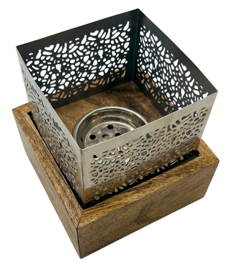 AKDC Square Wooden and Metal Incense Burner 14cm*14cm, Silver, BD32109L - Al Kabayel Discount CentreAKDC Square Wooden and Metal Incense Burner 14cm*14cm, Silver, BD32109LHome Décor AccentsAKDCAl Kabayel Discount Centre