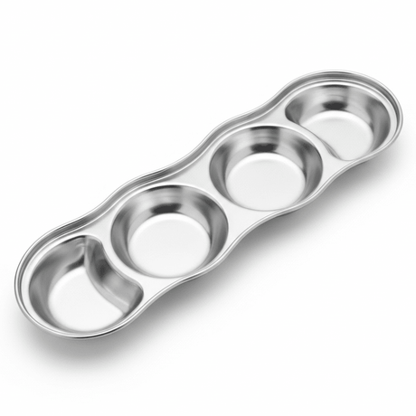 AKDC Stainless Steel 4 - Part Sauce & Condiment Tray | 27cm × 8cm - Al Kabayel Discount CentreAKDC Stainless Steel 4 - Part Sauce & Condiment Tray | 27cm × 8cmServing TraysAKDCAl Kabayel Discount Centre